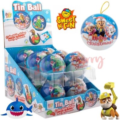Новорічна іграшка Paw Patrol &amp; Baby Shark з цукерками та стікером, 12шт.