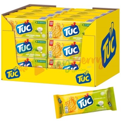 Упаковка крекерів TUC Cметана та цибуля, 100г х 24 шт.