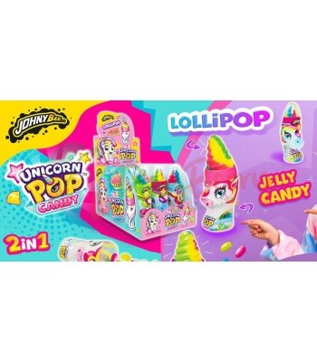 Упаковка леденцов с драже 2в 1 JOHNY BEE Unicorn Pop &amp; Candy, 12шт — Photo 2