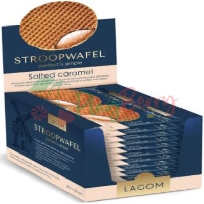 Упаковка вафель Saleks Stroopwafel з солоною карамельною начинкою, 30шт.