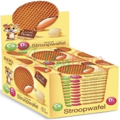 Упаковка вафель Saleks Stroopwafel з карамельною начинкою та вершковим маслом, 30шт.