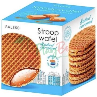 Упаковка вафель Saleks Stroopwafel с соленой карамельной начинкой, 231г.