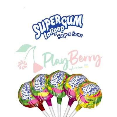 Упаковка леденецов на палочке &quot;Super Gum Lollipop&quot; с жевательной резинкой, 100шт. — Photo 1