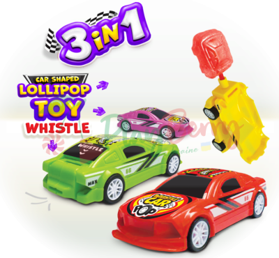 Упаковка леденцов JOHNY BEE® Whistle Car Pop 3в1, 24шт. — Photo 1