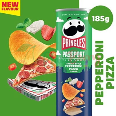 Упаковка чіпсів Pringles &quot;Passport Italian Pepperoni Pizza&quot;, 185гр.*19шт. — Photo 1