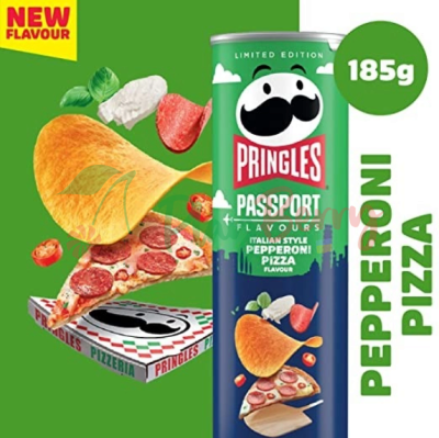 Упаковка чипсов Pringles &quot;Passport Italian Pepperoni Pizza&quot;, 185гр.*19шт. — Photo 1