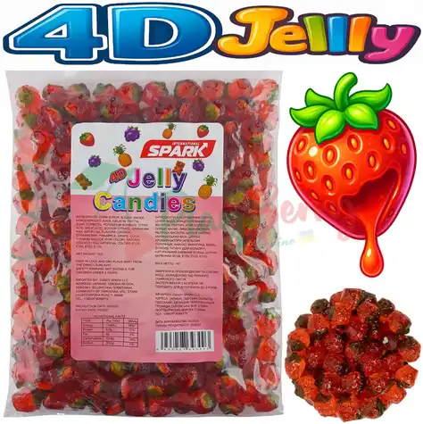 Упаковка мармеладних цукерок Spark 4D Jelly Strawberry, 1кг.