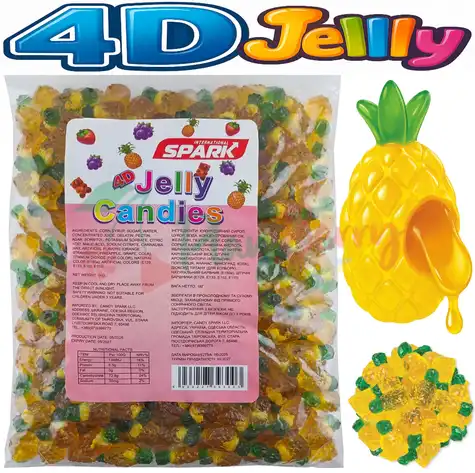 Упаковка мармеладных конфет Spark 4D Jelly Pineapple, 1кг.