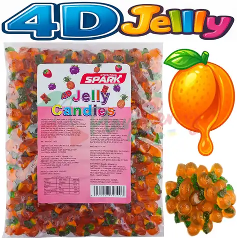 Упаковка мармеладних цукерок Spark 4D Jelly Orange, 1кг.