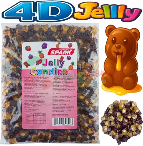 Упаковка мармеладних цукерок Spark 4D Jelly Bear cola, 1кг.