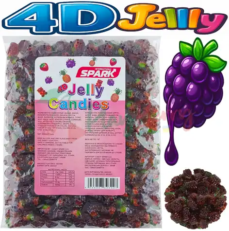Упаковка мармеладних цукерок Spark 4D Jelly Grape, 1кг.